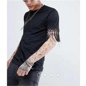 Festival Relaxed T-Shirt with Sleeve Fringe Detail